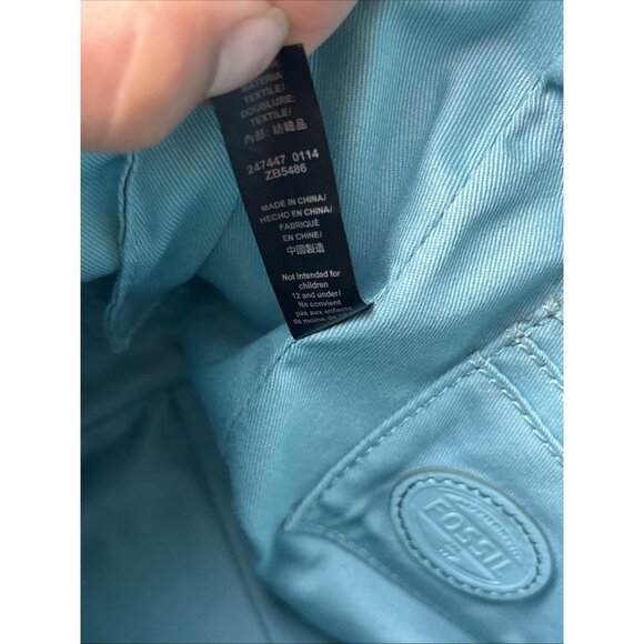 FOSSIL Sydney Leather Satchel Blue Hand Bag *missing Shoulder Strap* Cow Hide - Picture 10 of 10